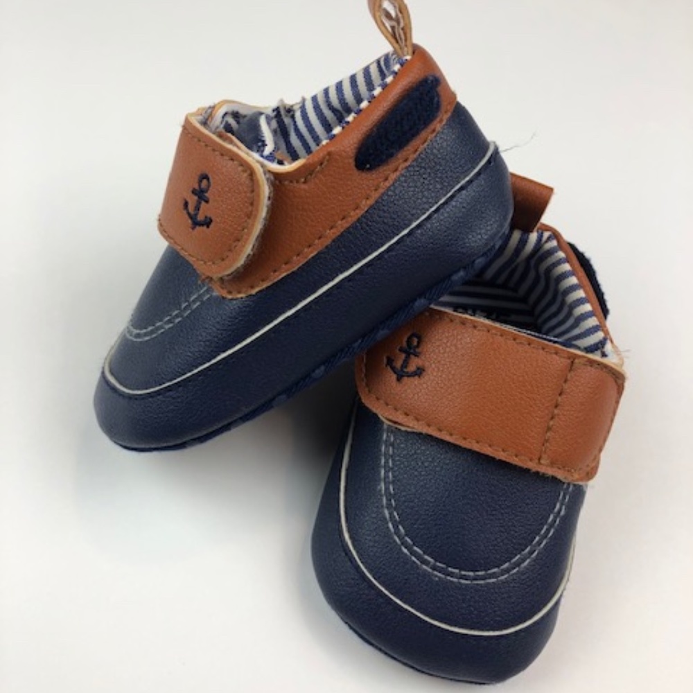 Fashion Baby Boy Anchor Crib Shoe Sz 3/6M